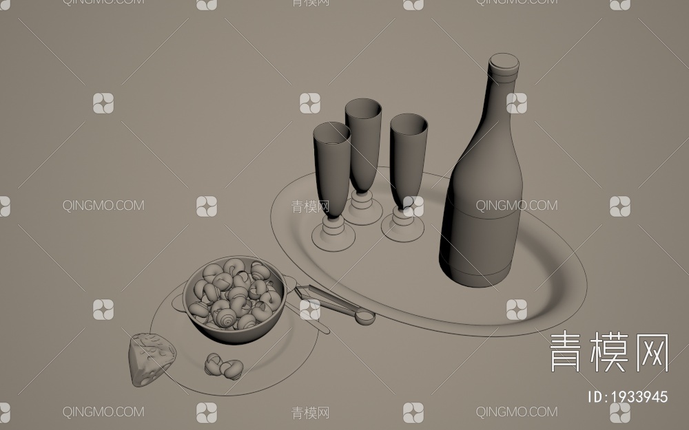 葡萄酒、蜗牛3D模型下载【ID:1933945】