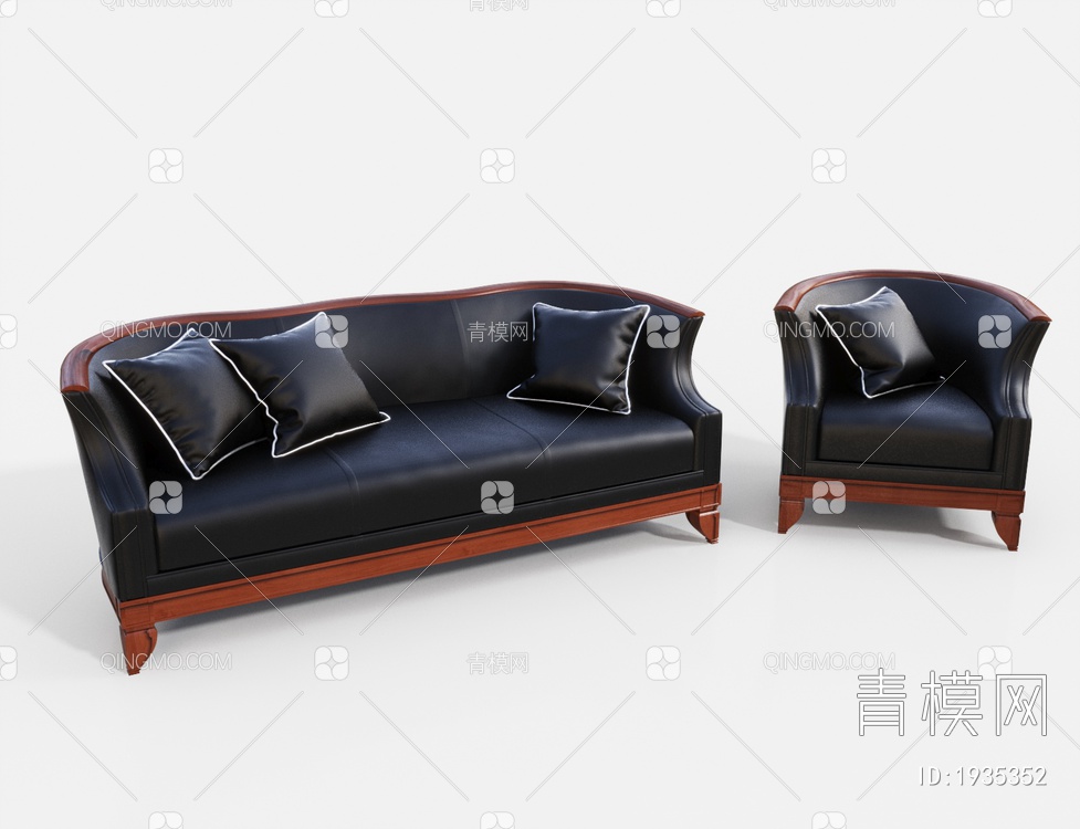 皮革沙发 休闲沙发3D模型下载【ID:1935352】