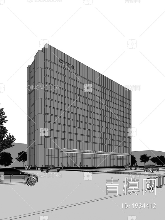 商务宾馆酒店及办公3D模型下载【ID:1934412】