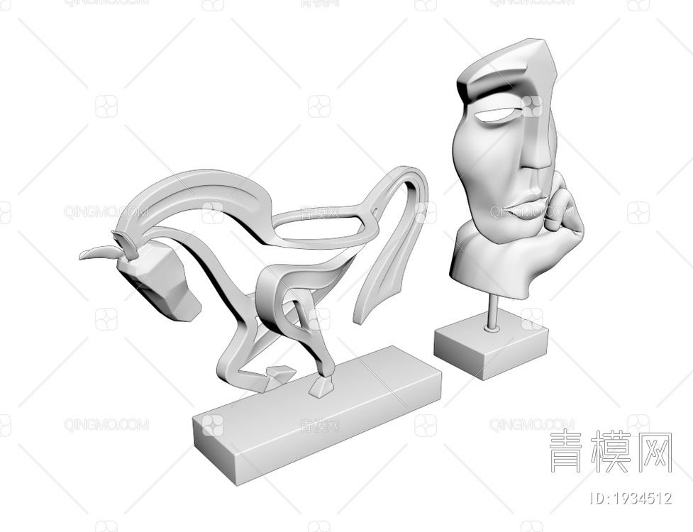 金属抽象雕塑摆件3D模型下载【ID:1934512】