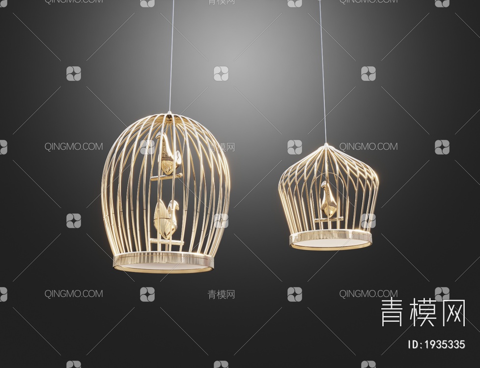 鸟笼吊灯3D模型下载【ID:1935335】