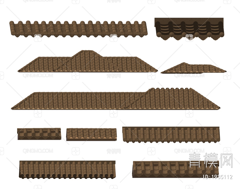 檐线 屋檐屋顶 瓦片SU模型下载【ID:1935112】