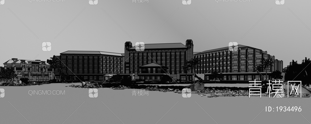 酒店建筑外观3D模型下载【ID:1934496】