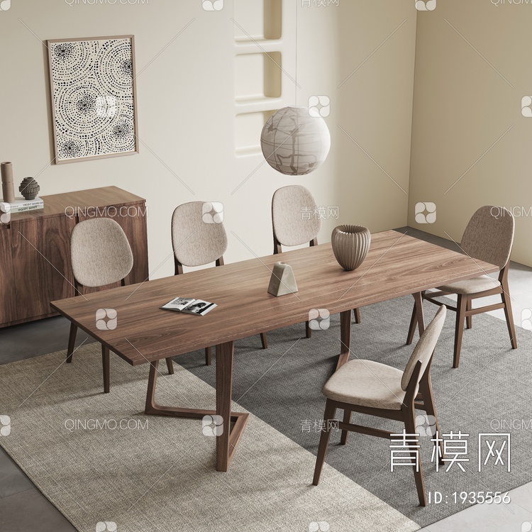 餐桌椅组合 饰品 摆件3D模型下载【ID:1935556】