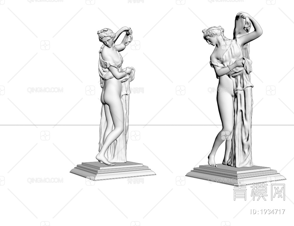 石膏人物雕塑摆件3D模型下载【ID:1934717】