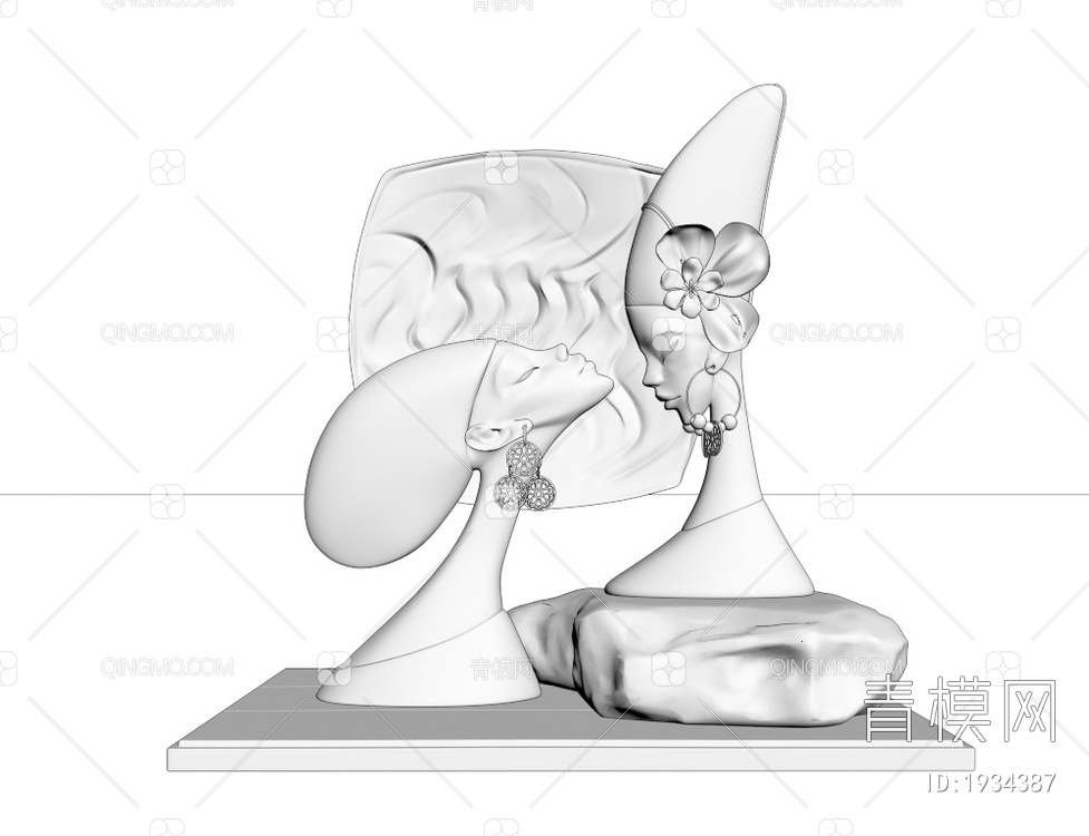 埃及人物女郎雕塑装饰品3D模型下载【ID:1934387】