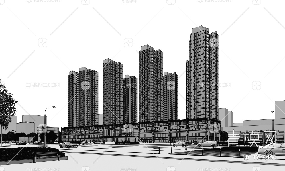 住宅楼 商业综合体3D模型下载【ID:1934466】