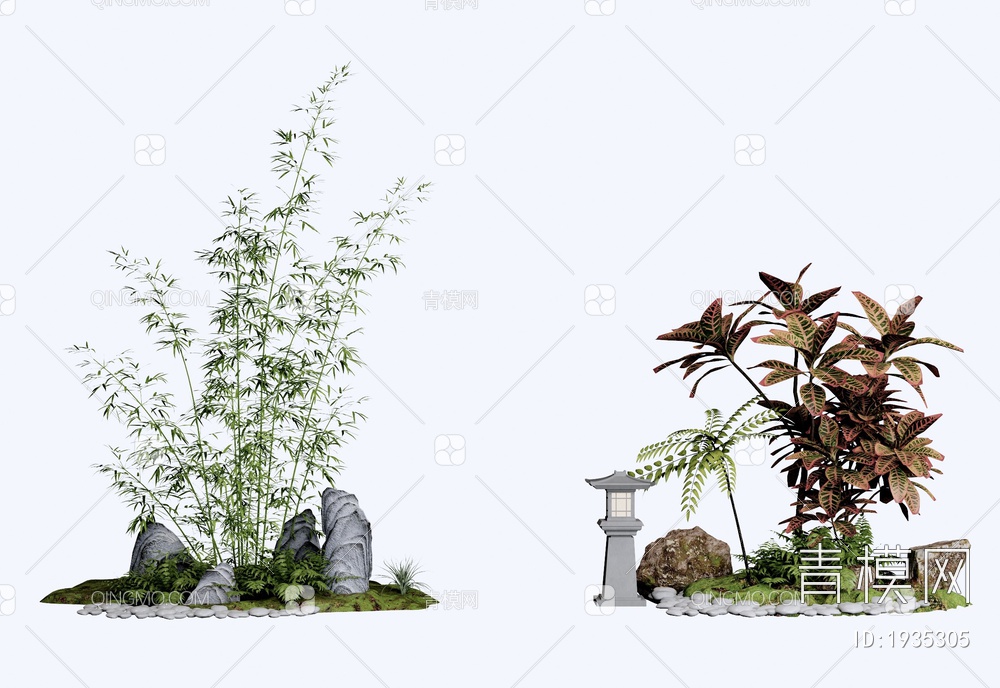 庭院植物组合SU模型下载【ID:1935305】