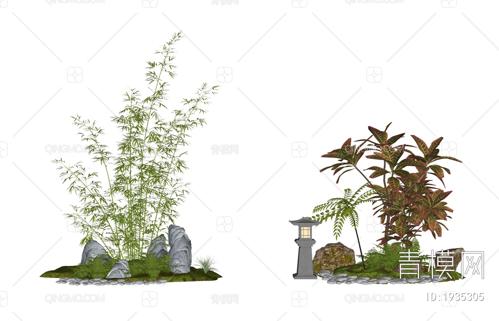 庭院植物组合SU模型下载【ID:1935305】