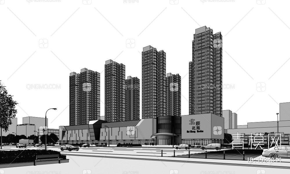 住宅楼 商业综合体3D模型下载【ID:1934344】