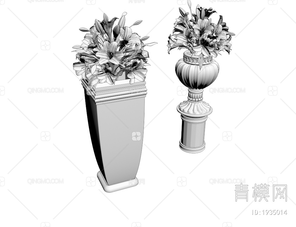 花瓶花卉组合3D模型下载【ID:1935014】