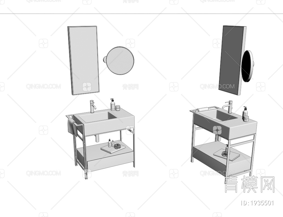 简易洗手台 台盆3D模型下载【ID:1935501】