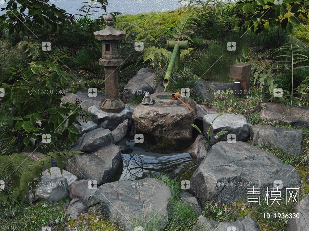 庭院流水景观3D模型下载【ID:1936330】