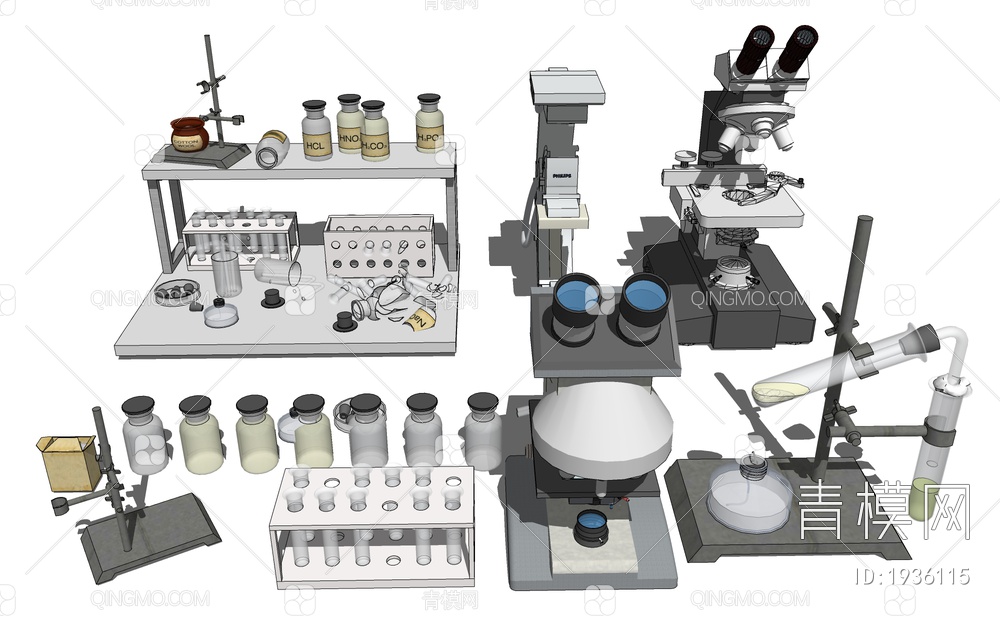 化学实验器材 显微镜试管SU模型下载【ID:1936115】