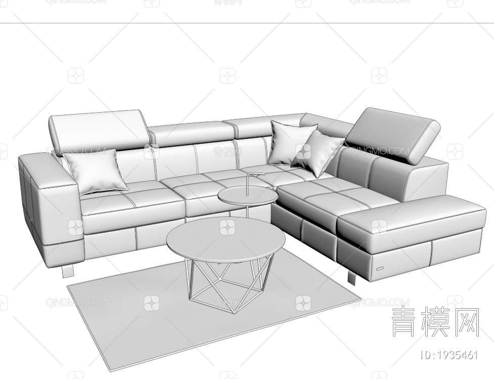 布艺转角沙发3D模型下载【ID:1935461】