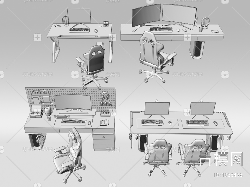 电竞桌椅组合3D模型下载【ID:1935428】