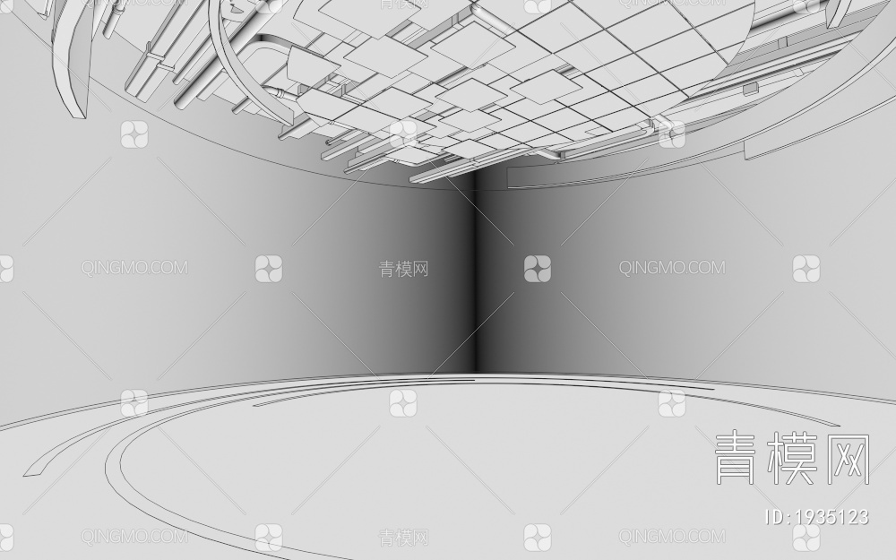 城市规划展厅 弧形拼接大屏 地幕投影3D模型下载【ID:1935123】