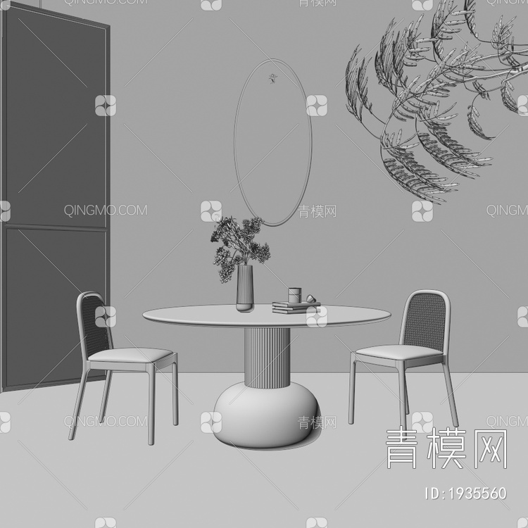 餐桌椅组合 饰品 摆件3D模型下载【ID:1935560】