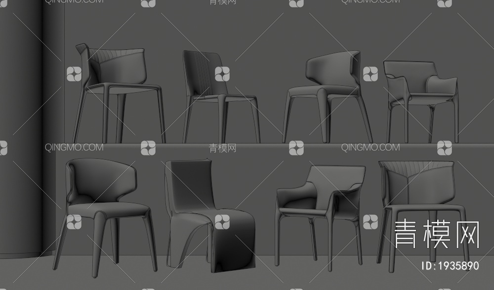 椅子 餐椅3D模型下载【ID:1935890】