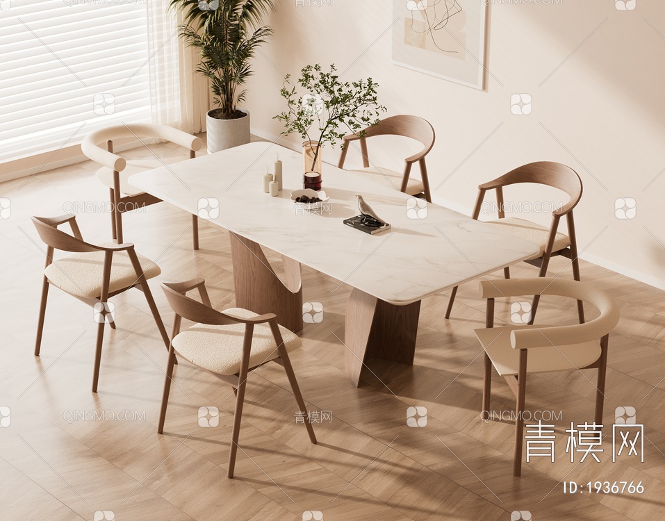 餐桌椅组合3D模型下载【ID:1936766】