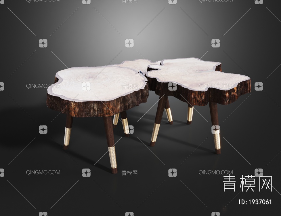 树木年轮桌面茶几  子母茶几3D模型下载【ID:1937061】