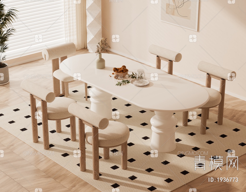 餐桌椅组合3D模型下载【ID:1936773】