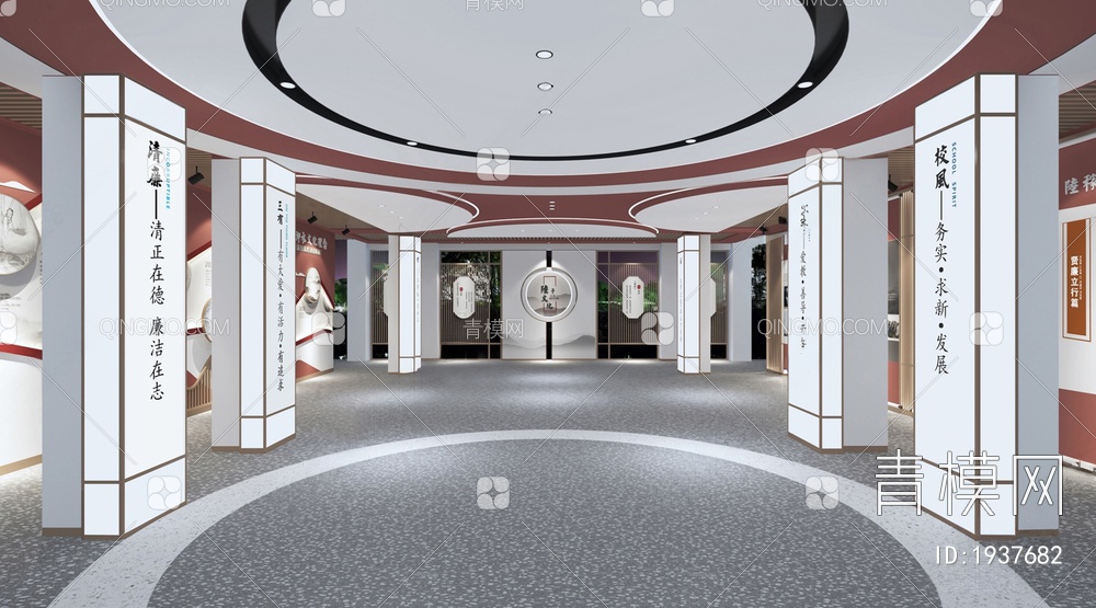 文化展厅，文化墙3D模型下载【ID:1937682】