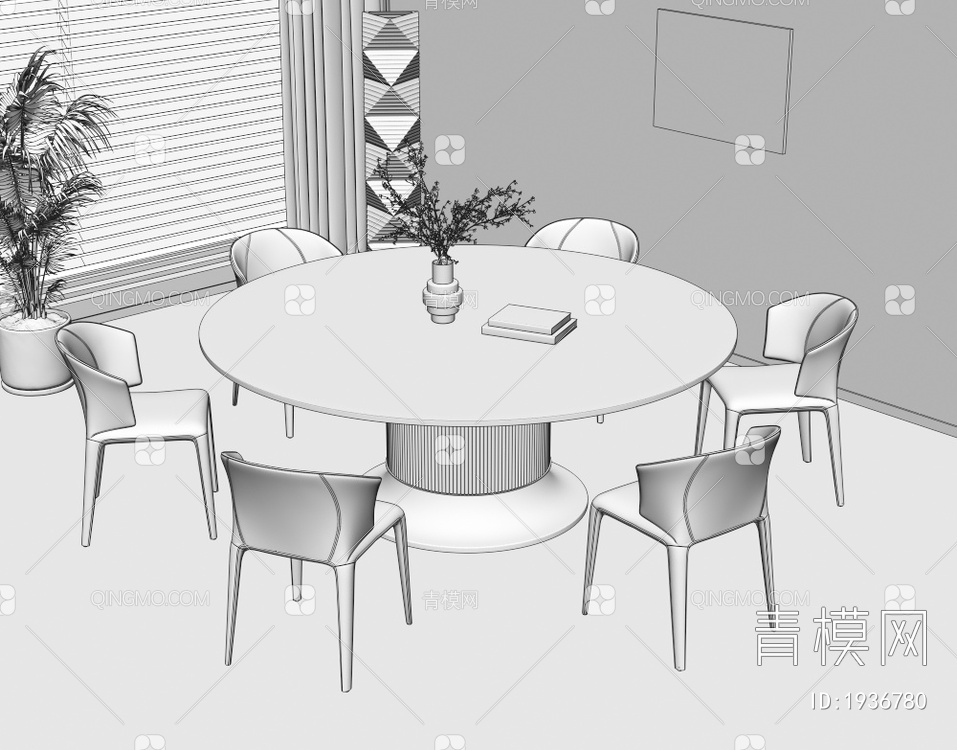 餐桌椅组合3D模型下载【ID:1936780】