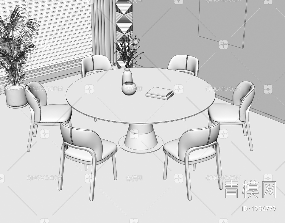 餐桌椅组合3D模型下载【ID:1936779】