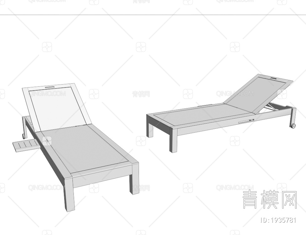 实木户外折叠躺椅3D模型下载【ID:1935781】