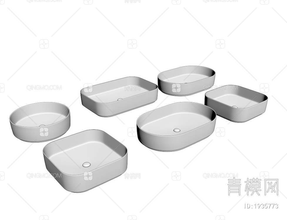 陶瓷台盆组合 洗手盆3D模型下载【ID:1935773】