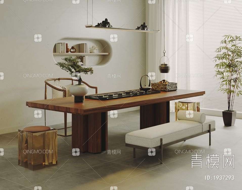 茶桌椅组合3D模型下载【ID:1937293】