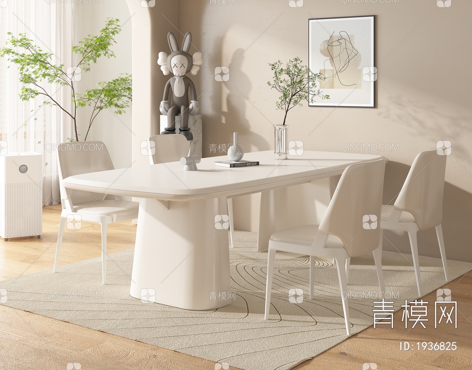 大理石餐桌椅组合3D模型下载【ID:1936825】