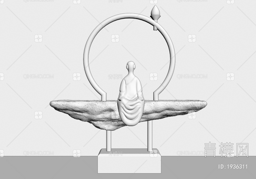 禅意佛像雕塑摆件3D模型下载【ID:1936311】