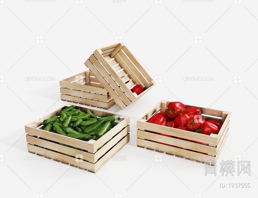 实木蔬菜 水果 货架3D模型下载【ID:1937555】