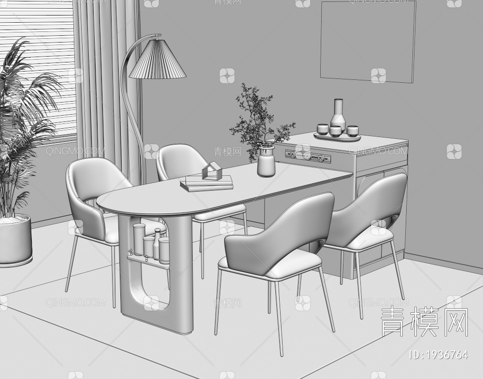 餐桌椅组合3D模型下载【ID:1936764】