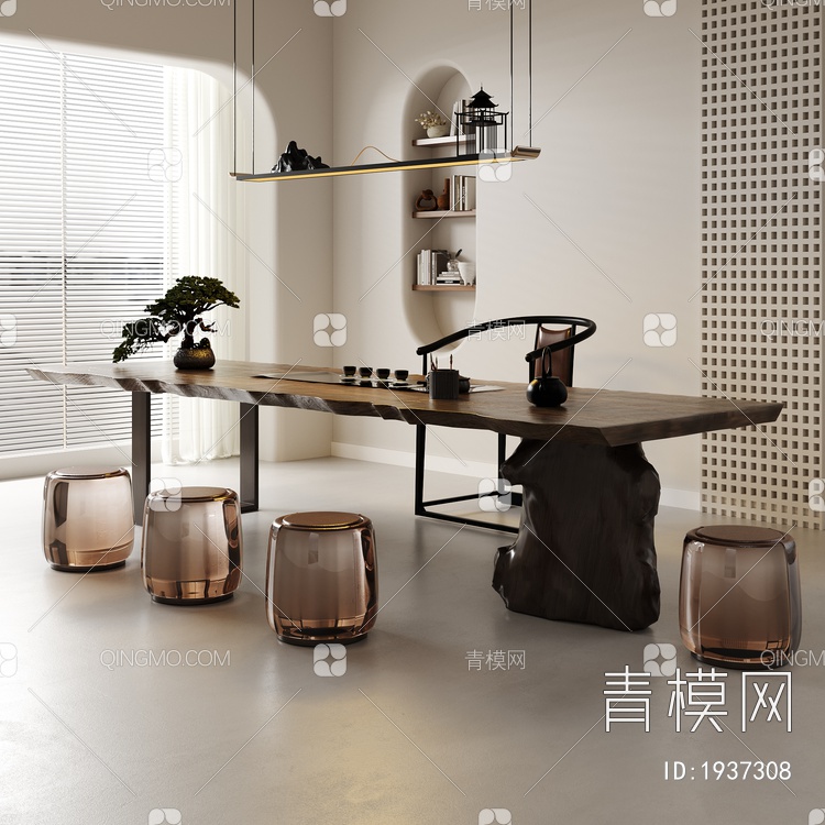 茶桌椅组合3D模型下载【ID:1937308】