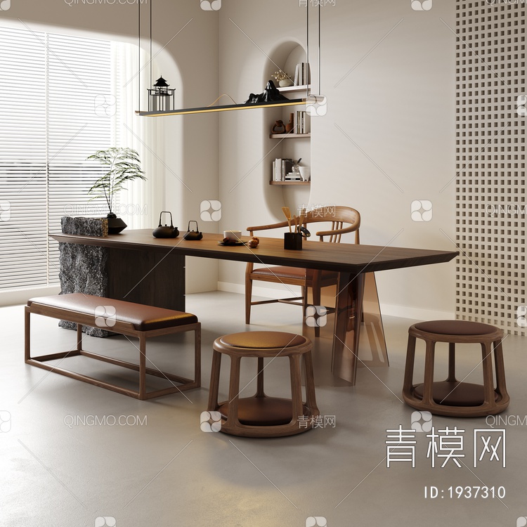 茶桌椅组合3D模型下载【ID:1937310】