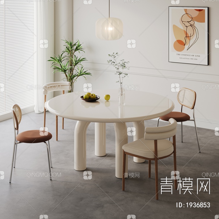 餐桌椅组合3D模型下载【ID:1936853】