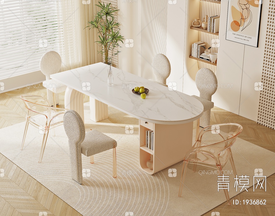 餐桌椅组合3D模型下载【ID:1936862】