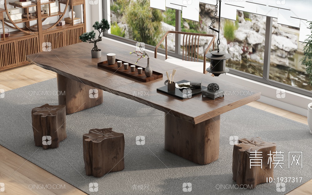 茶桌椅组合3D模型下载【ID:1937317】