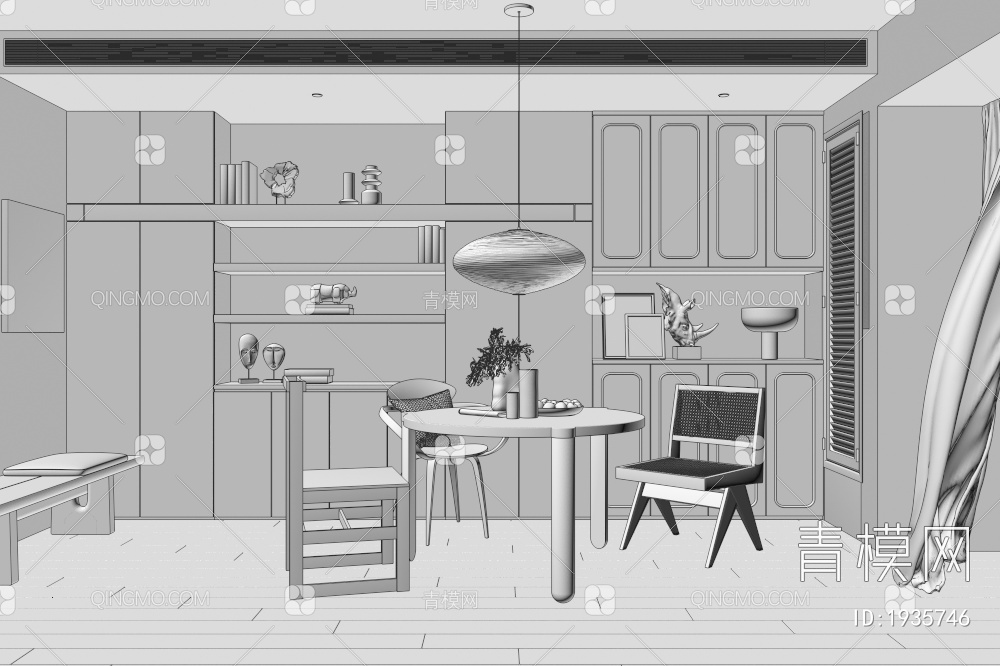 餐桌椅，餐边柜，餐厅3D模型下载【ID:1935746】