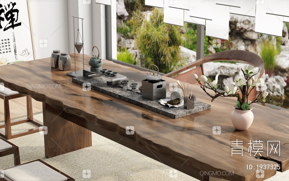 茶桌椅组合3D模型下载【ID:1937325】