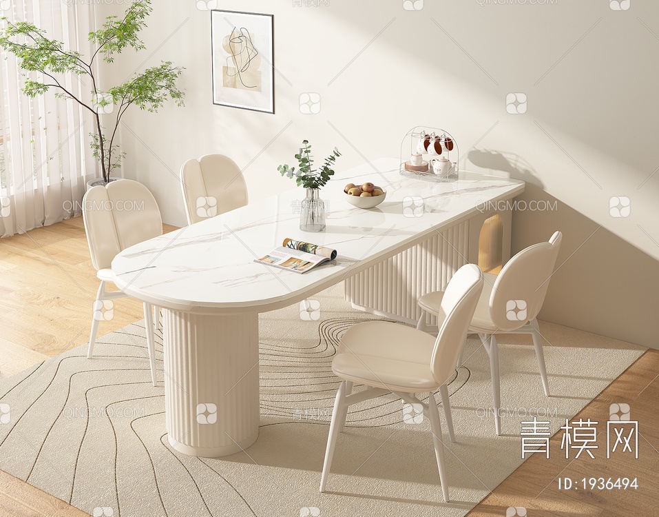 餐桌椅组合3D模型下载【ID:1936494】