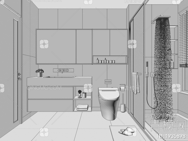 卫生间 浴室 洗手间3D模型下载【ID:1935898】