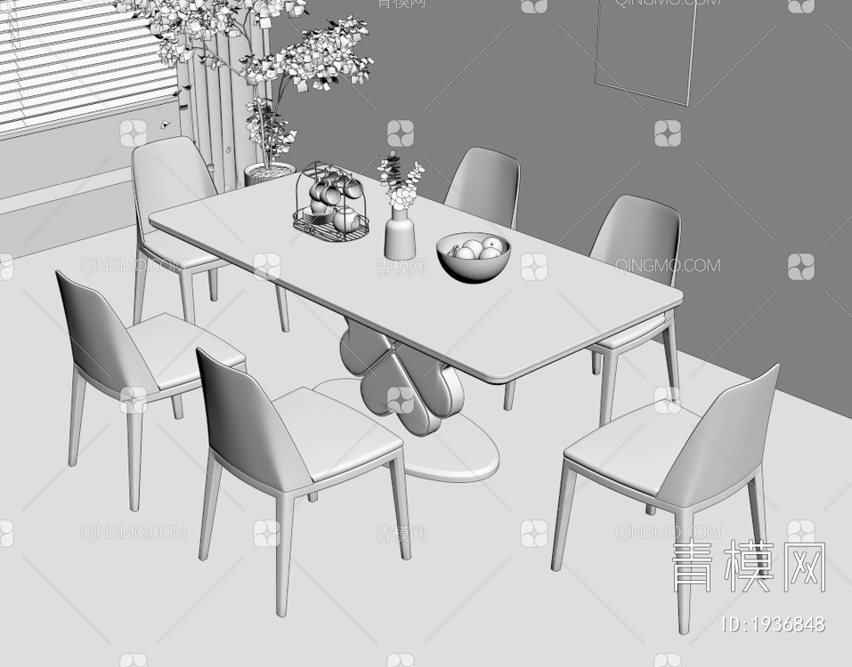 餐桌椅组合3D模型下载【ID:1936848】