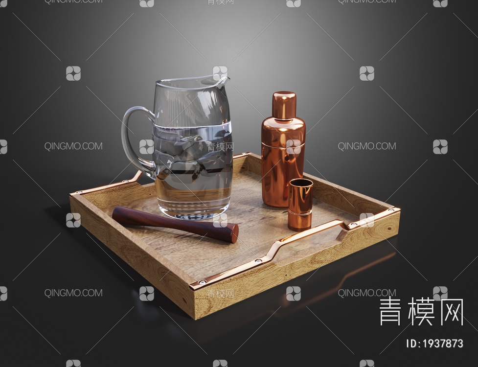 茶具 玻璃杯 茶杯 托盘3D模型下载【ID:1937873】