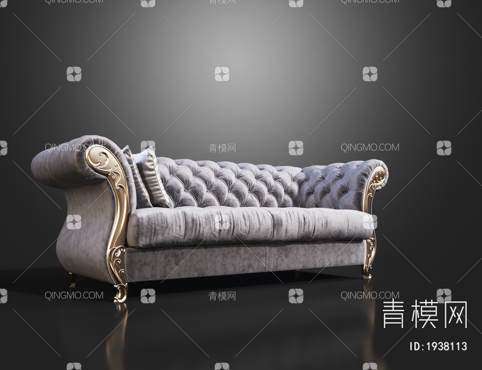 布艺双人沙发3D模型下载【ID:1938113】