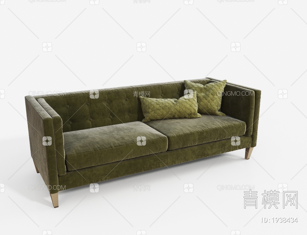 布艺双人沙发3D模型下载【ID:1938434】