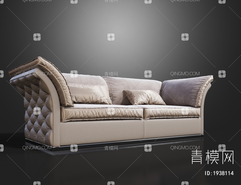 米色双人沙发3D模型下载【ID:1938114】